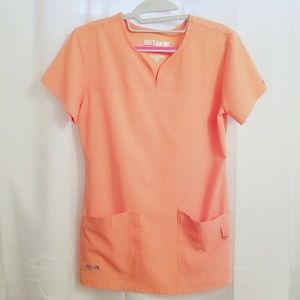 Grey's Anatomy Notch Neck Scrub Top Light Orange S